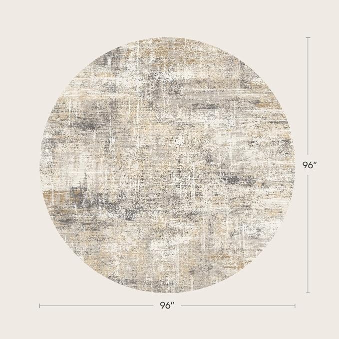 Lofus 8ft Area Rugs for Living Room, Gold Washable Area Rug with Non-Slip Backing,Soft Abstract Carpets for Bedroom Dining Room Home Office Indoor Nursery