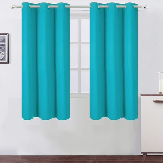 LEMOMO Teal/Turquoise Blackout Curtains/42 x 63 Inch Length Kids Curtains/Set of 2 Panels Grommet Bedroom Curtains for Living Room