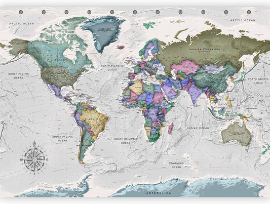 artgeist Wall Mural World Map 173x124 in - Peel and Stick Self-Adhesive Wallpaper Removable Large Sticker Foil Wall Decor Print Picture Image Design Map of The World k-A-0380-a-a