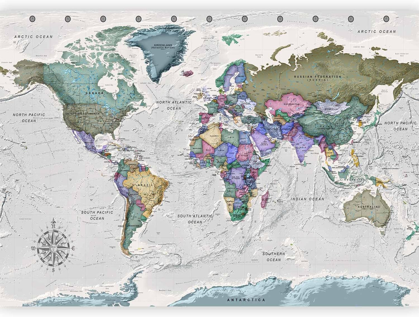 artgeist Wall Mural World Map 154x110 in - XXL Peel and Stick Self-Adhesive Wallpaper Removable Large Sticker Foil Wall Decor Print Picture Image Design Map of The World k-A-0380-a-a