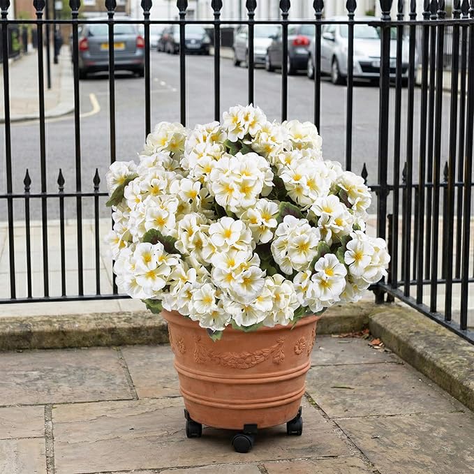 lovemoon 8 Pcs Artificial Geraniums for Outdoors Realistic Silk White Flowers UV Resistant Faux Geranium Flowers for Outdoor Front Door Porch Home Garden Office Decoration (8, White)