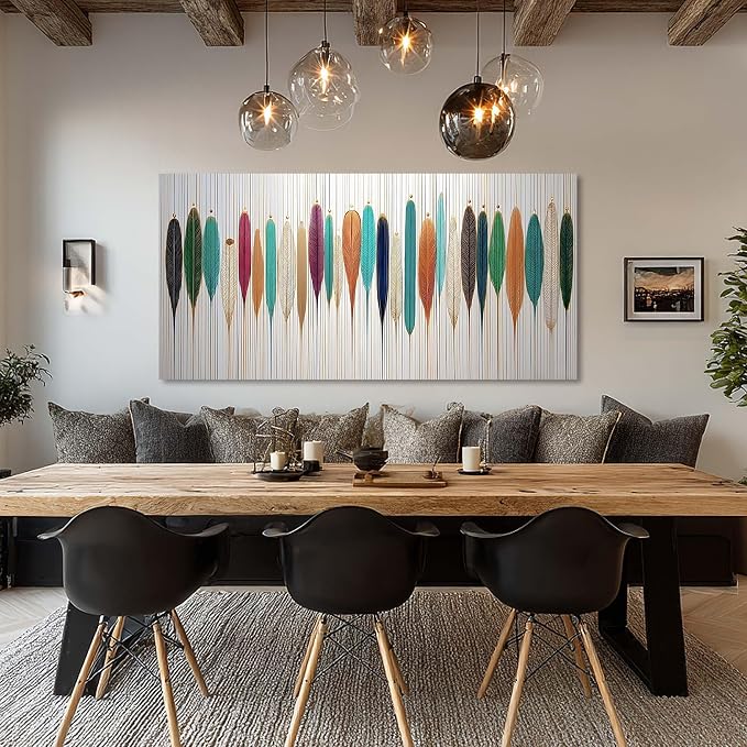 Ggaafet Indian Feather Arrow Wall Art for Living Room Canvas Painting Prints Beautiful Boho Art Deco Modern Artwork Office Bedroom Family Dining Room Decor Extra Large