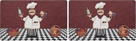 Anti-Fatigue Floor Comfort Mat - 18 x 30 Inch (Cucina) - Waterproof Non-Slip Rug - Easy to Clean Cushioned Mat for Kitchen, Bathroom, Standing Desk & Office - Achim Home Decor (Pack of 2)