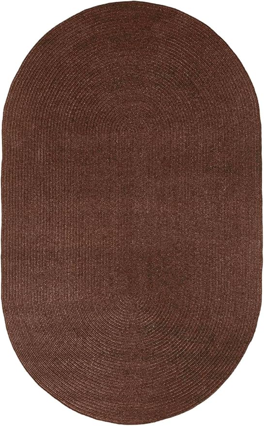 Superior Indoor Outdoor Area Rug, Handwoven Reversible Braided Home Decor for Living Room, Kitchen, Dining Room Floors, Patio, Front Porch, Deck, Modern, Boho, Farmhouse Style, 8' x 10' Oval, Cocoa
