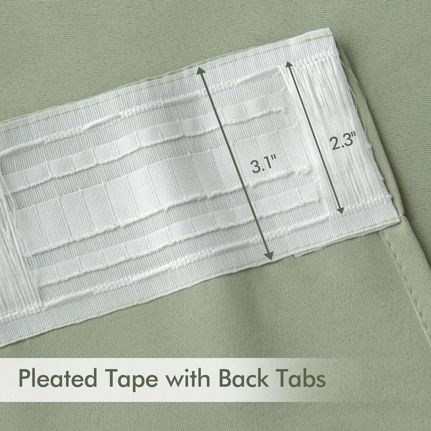 MIULEE Sage Green Back Tab Blackout Curtains 63 Inch Length 2 Panels Set for Living Room Bedroom Privacy, Rod Pocket/Pinch Pleat Thermal Insulated Room Darkening Pleated Light Blocking Drapes