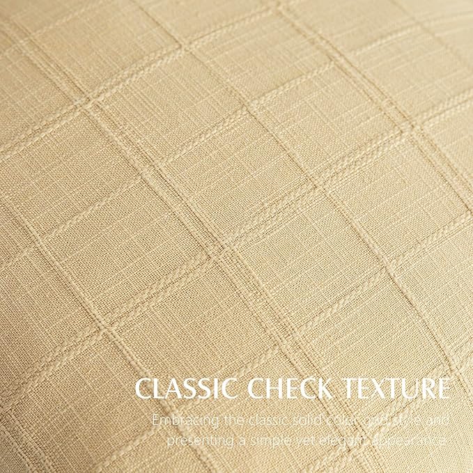 Foindtower Set of 2 Decorative Linen Check Throw Pillow Covers Neutral Farmhouse Lumbar Cushion Covers Modern Boho Accent Home Decor for Sofa Chair Couch Bedroom Living Room,12×20 Inch,Light Yellow