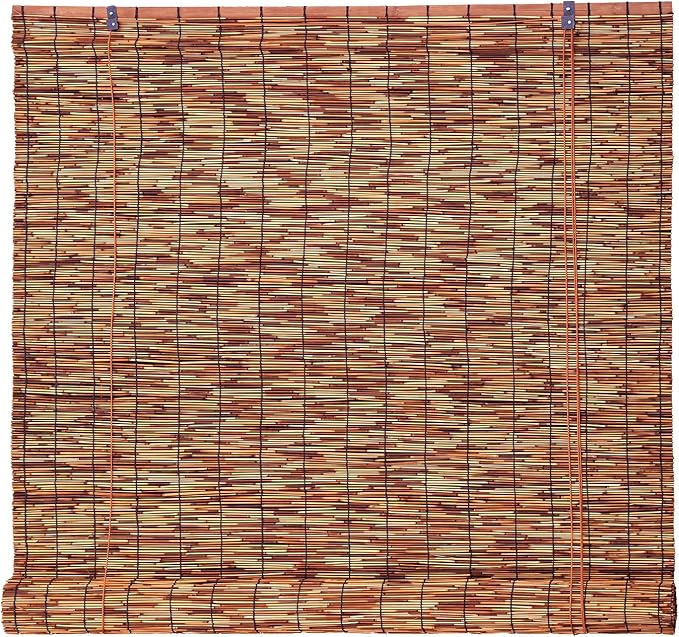 Reed Roller Shades, 72" W x 72" H Waterproof Privacy Screen Bamboo Outdoor Blind, Reed Curtain for Porch, Patio, Yard, Windows (Brown)