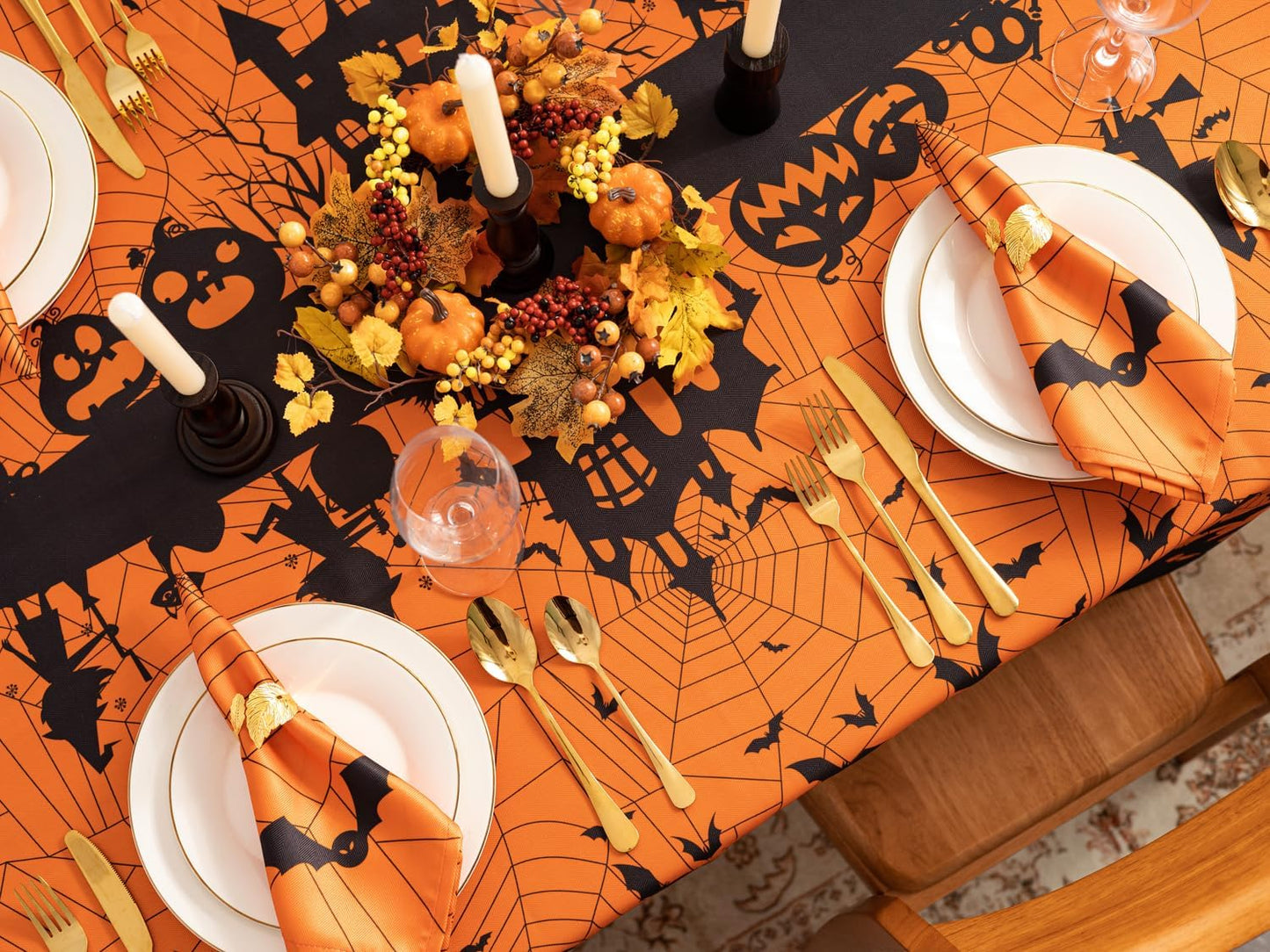 YiHomer Halloween Silhouettes Tabletop for Halloween Decorations, Dinner Parties and Scary Movie Nights, Horror Night, Tablecloth, 60 x 84 Rectangle