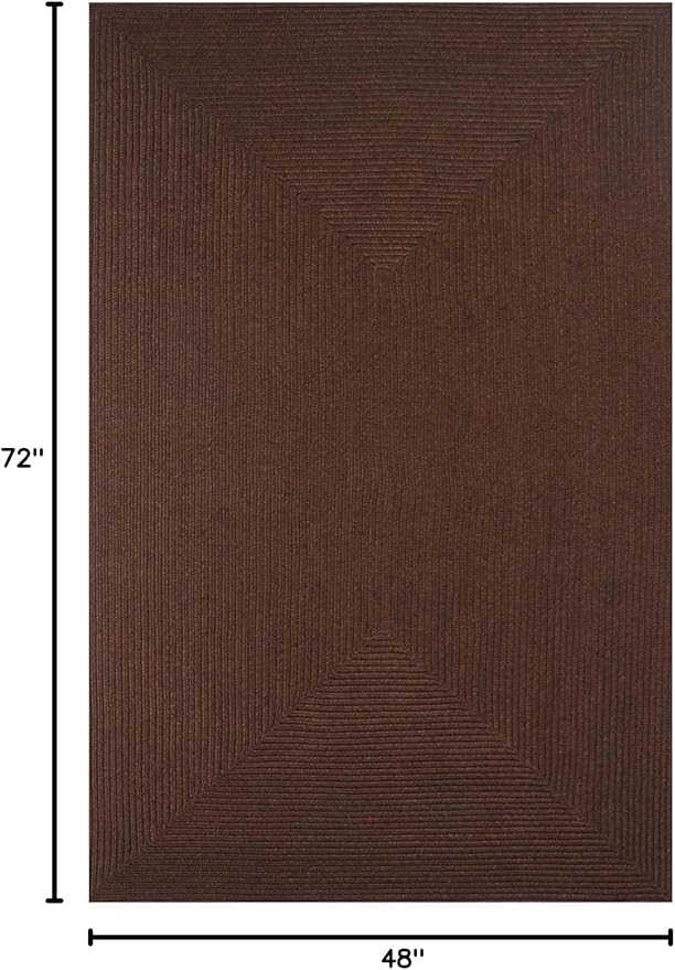 Superior Indoor/ Outdoor Area Rug, Reversible Braided Home Floor Decor for Living Room, Kitchen, Entryway, Patio, Front Porch, Deck, Modern, Boho, Farmhouse Style, 4' x 6', Cocoa