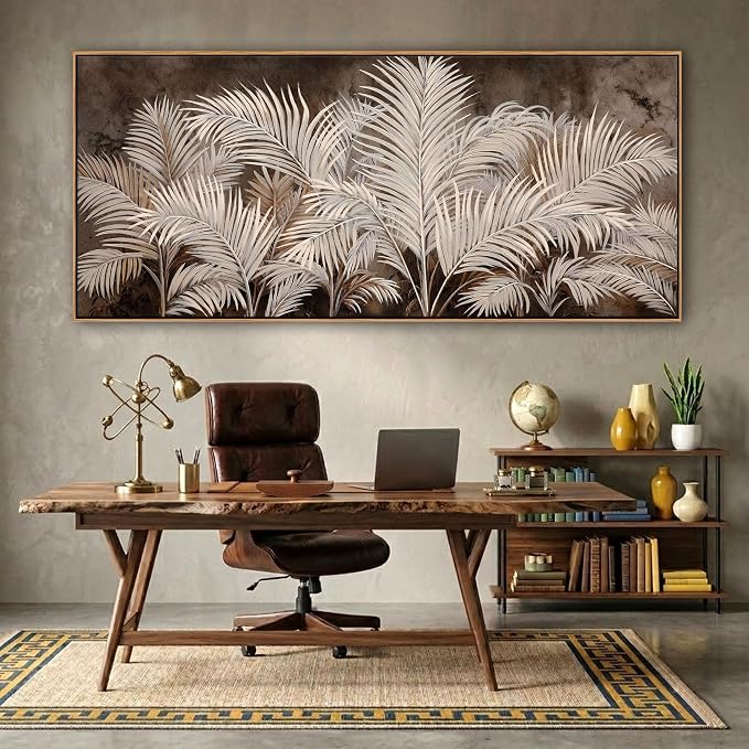 Boho Wall Art in Modern Brown, Minimalist Canvas Artwork for Living Room,Framed Large Wall Art for Bedroom Wall Decor - Textured Decorative Neutral Wall Pictures 31×70IN