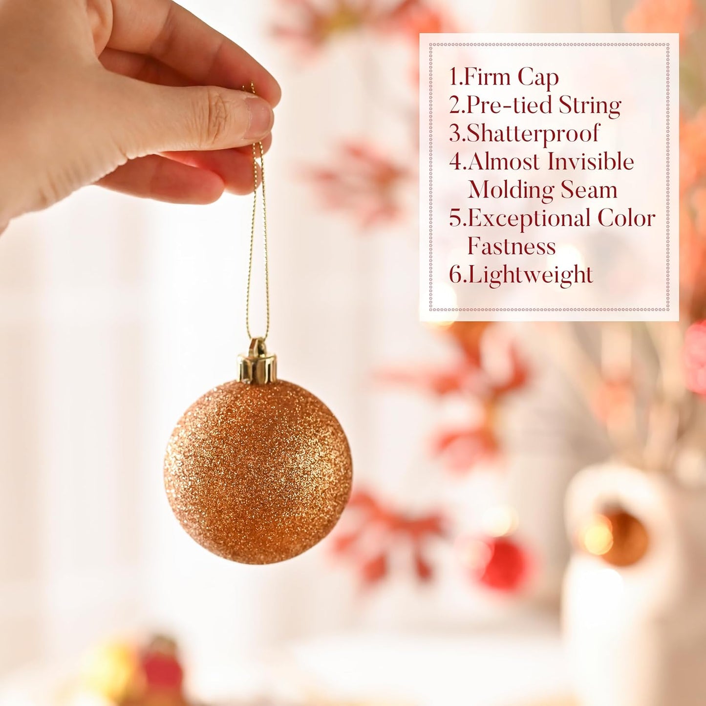 Valery Madelyn Christmas Tree Decorations Ornament Set for Fall Halloween, 50ct 2 Inches Red and Brown Shatterproof Christmas Ball Ornaments Hanging Xmas Holiday Party Decor