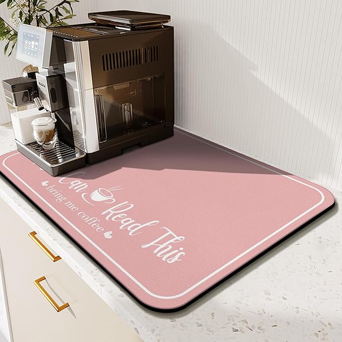 Coffee Bar Mat for Countertops 23inx15in,Absorbent Hide Stain Anti-Slip Cafe Bar Accessories Fit Under Coffee Machine Mat,dish drying mats for kitchen