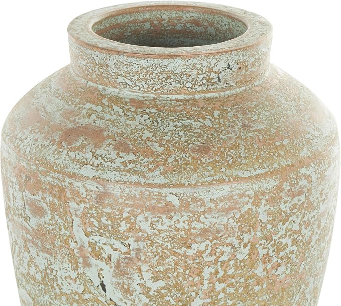 Deco 79 Ceramic Decorative Vase Antique Style Textured Patina Centerpiece Vase, Flower Vase for Home Decoration 10" x 10" x 15", Brown