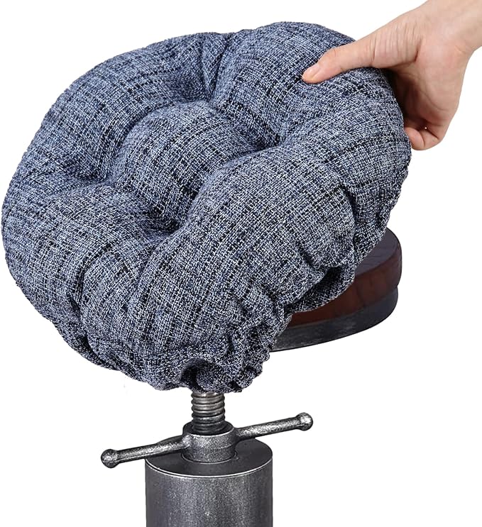 SINOSSO Modern Bar Stool Cushion Dia.12, Fashion Interweaving Design Anti-Skid Silicone Round Stool Seat Cushion Cover Padded (Blue, S,1)