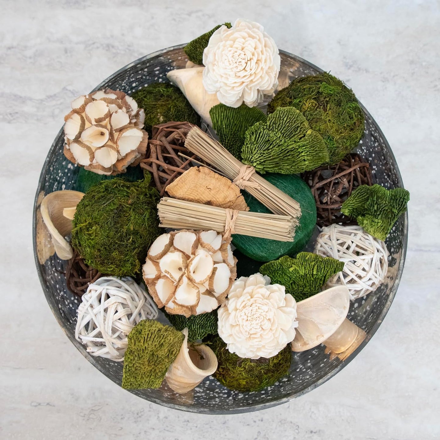 ANDALUCA Decorative Moss Balls Natural Bowl Filler Home Decor (Green Moss)