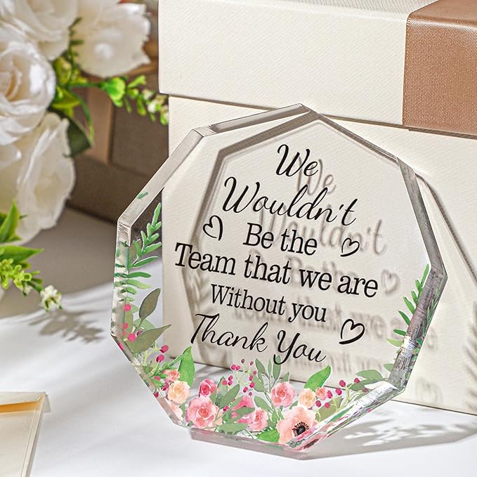Yinder Thank You Gifts for Women Appreciation Gifts for Coworker Employee Nurse Teacher Leader Boss Inspirational Quotes Acrylic Desk Decor for Home Office Farewell Retirement