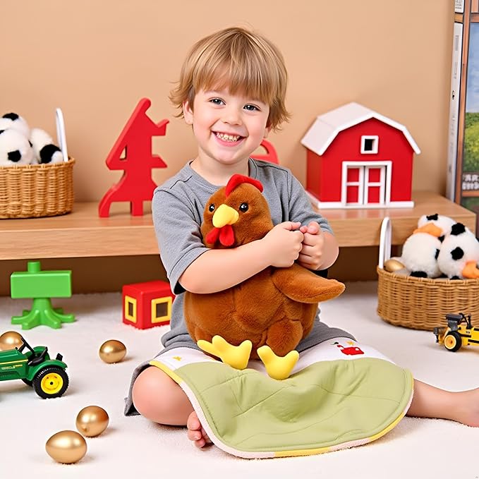 Ryttir Large Chicken Plush - 17.7" Extra Soft Chicken Stuffed Animal Hugging Pillow with Rotund Belly,Safety Nursery Decor & Sensory Comfort,Cuddle Companion for Age 0+(Birthday Gender Neutral Gift)