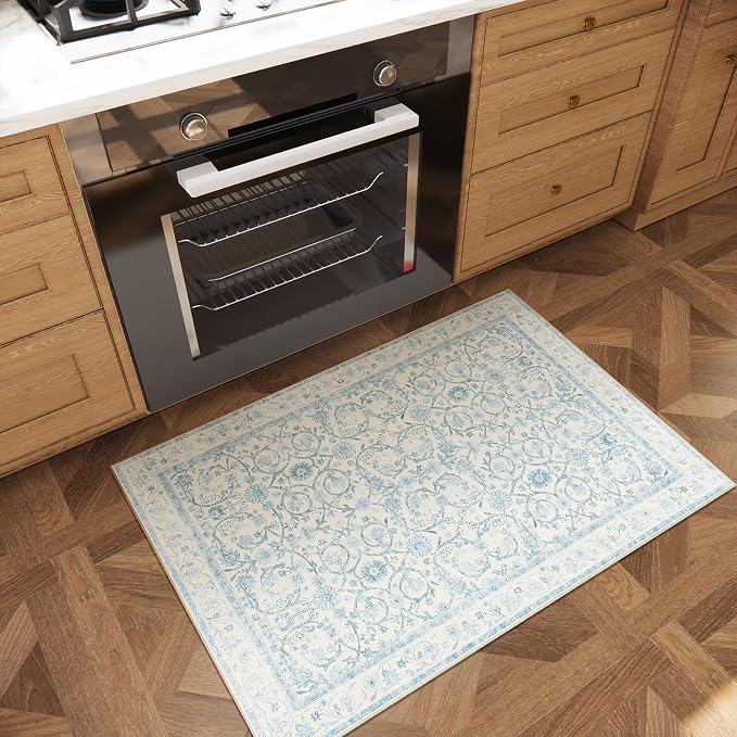 Machine Washable Entryway Small Area Rugs: Soft Non-Slip Low Pile Door Mat Indoor Entrance 2x3 ThrowRug for High-Traffic Areas Kitchen, Hallway, Farmhouse Decor