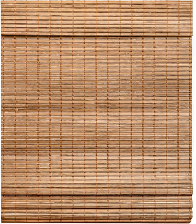 LazBlinds Cordless Bamboo Roman Shades for Windows, 31'' W x 60'' H | Natural Light Filtering Bamboo Window Blinds, Bamboo Blinds for Bedroom Living Room Office Indoor