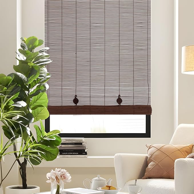 ALIMOO Bamboo Blinds for Interior Windows, Light Filtering Roll Up Windows Shade for Indoor Outdoor Home Patio Porch, 42" W x 72" H