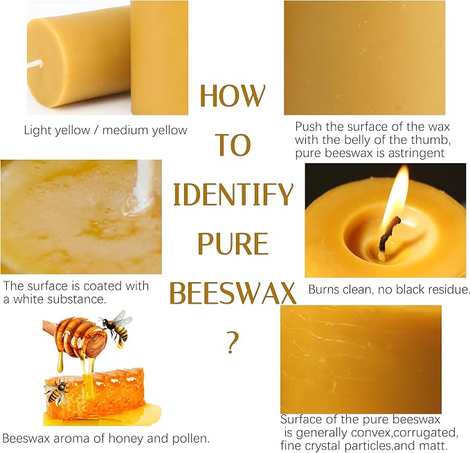 Beeswax Candles Pillar 10 Pack, 2x4 Inch Non Toxic Bees Wax Candle for Home, Long-Lasting Burn Natural Honey Scented Pillar Candle for Air Purification, Emergency, Meditation