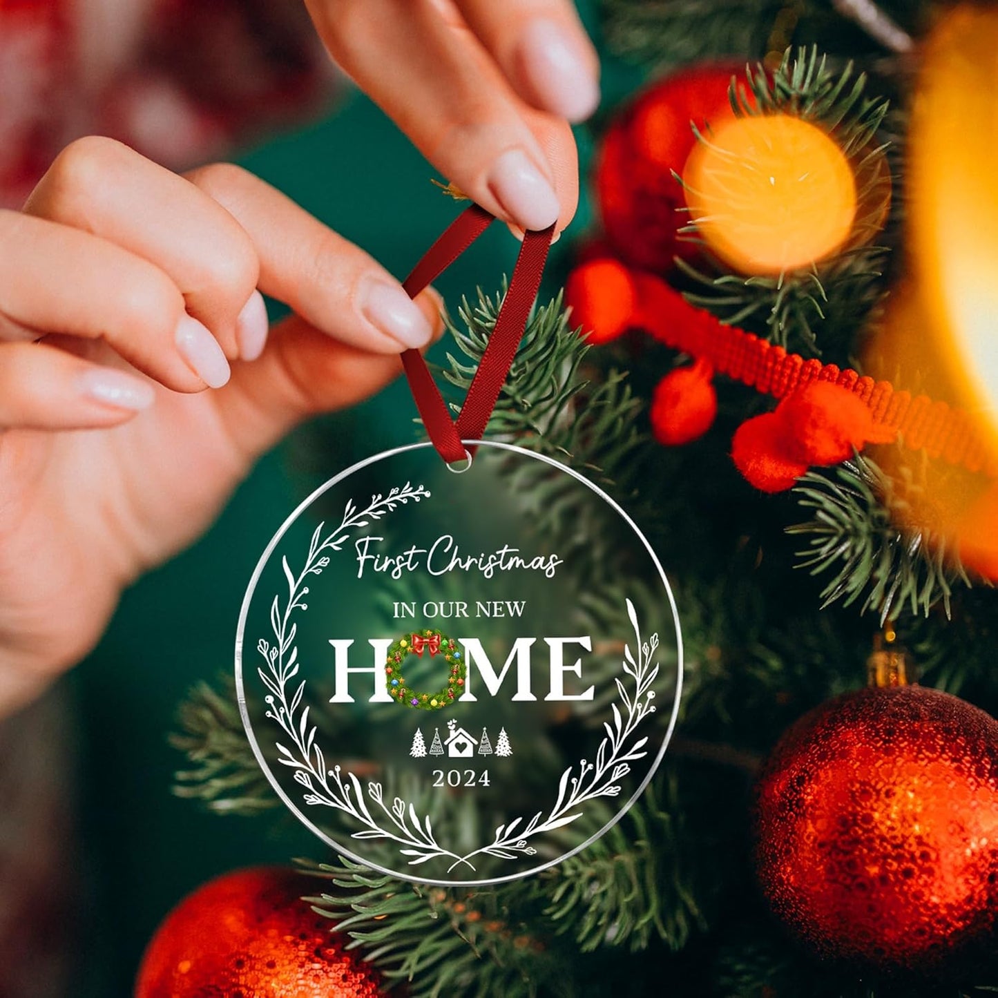 Our First Christmas in Our New Apartment 2025 Xmas Ceramic Ornament - Apartment Decor House Warming Gifts 1st Apartment Christmas Ornament (Home Ornament)