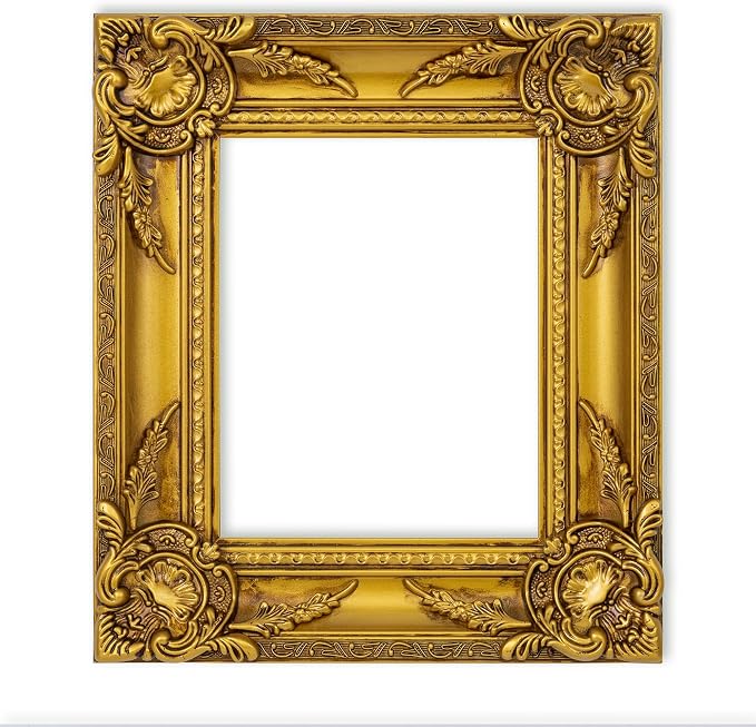 ArtXO Ornate 8x10 Wooden Gold Picture frames,Picture Frame for Photo Frame,Canvas Frames,Art Panels Frame,Paintings,Artwork,Corner Ornaments Gold Frames,8x10 Frame without Acrylic Glass and Backing