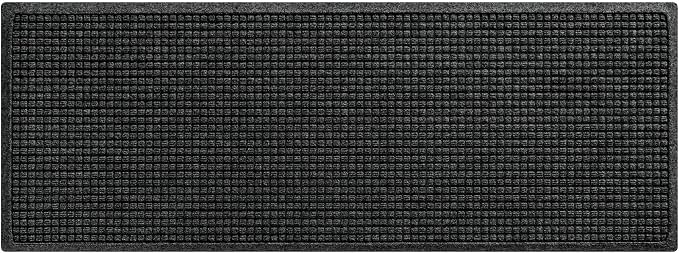 WaterHog Squares Front Door Mat Indoor Outdoor Entrance, Absorbent All-Weather Doormat with Non-Slip Rubber Backing, Dirt & Moisture Trapper, Low Profile, Easy Clean, Made in USA, 22"x60" Charcoal