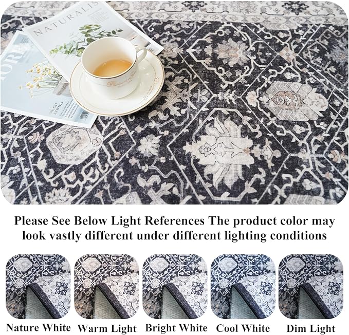 Washable 3x7 Entryway Runner Rug: Farmhouse Wide Kitchen Rug Soft Water Resistant Floor Mat for Bathroom Bedroom Nursery Non-Slip Indoor Carpet for Living Room Dining Room Hallway(3x7,Black)