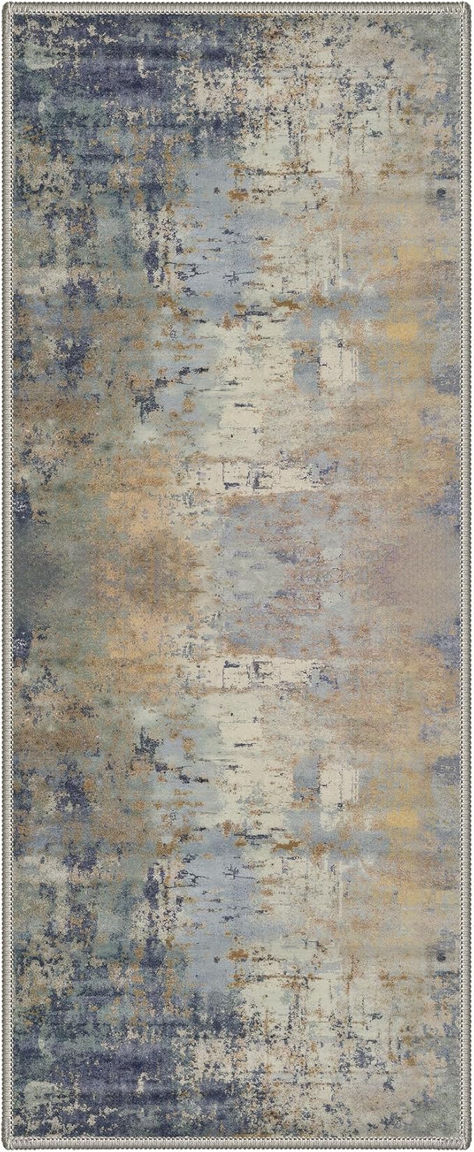 BEIMO 2X5 Runner Rug for Hallway Kitchen, Machine Washable Runners Rug for Entryway, Soft Modern Abstract Throw Rugs, Low Pile Floor Cover with Non Slip Backing, Dusty Blue