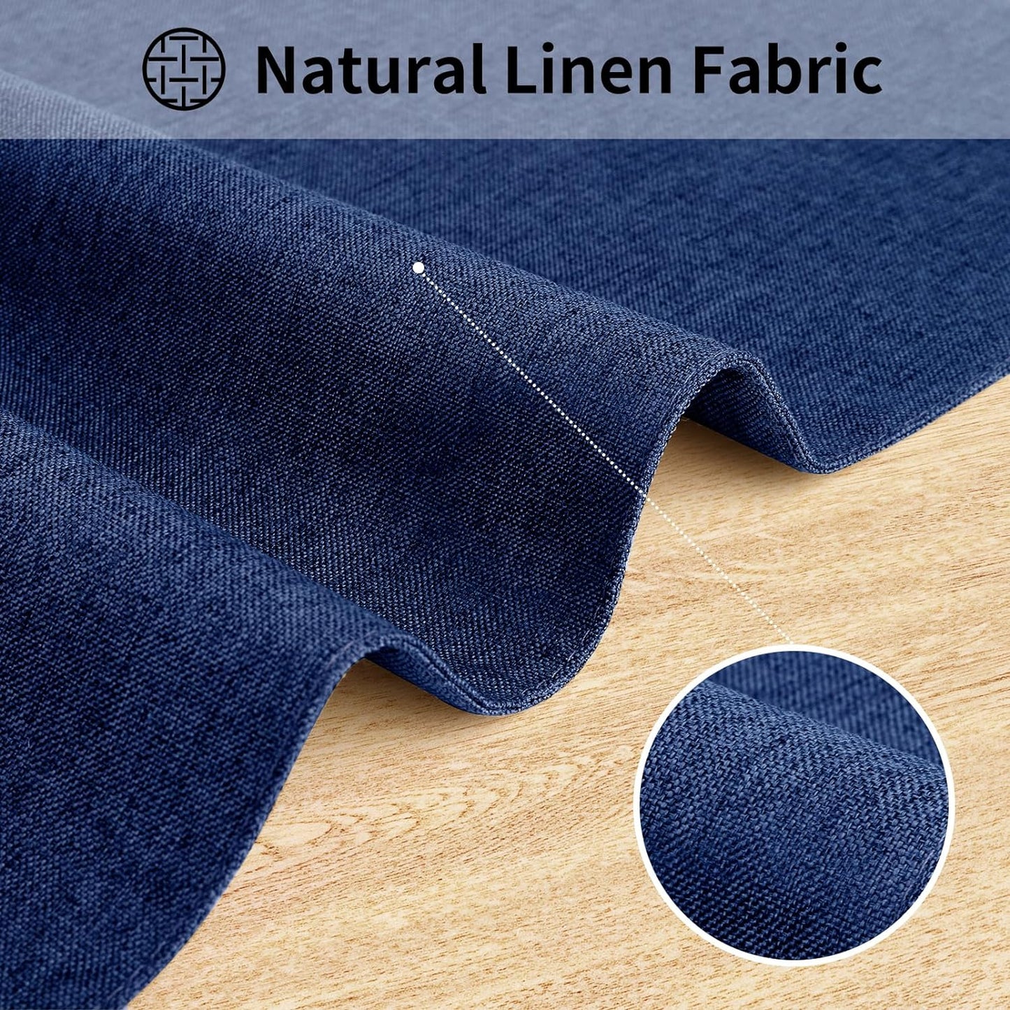 Cloth Placemats, Set of 6 Heat-Resistant Cotton Linen Blend Double Layered Machine Washable Place Mats, Wrinkle Free Thick Fabric Dining Table Mats for Indoors & Outdoors (Navy Blue, 6)