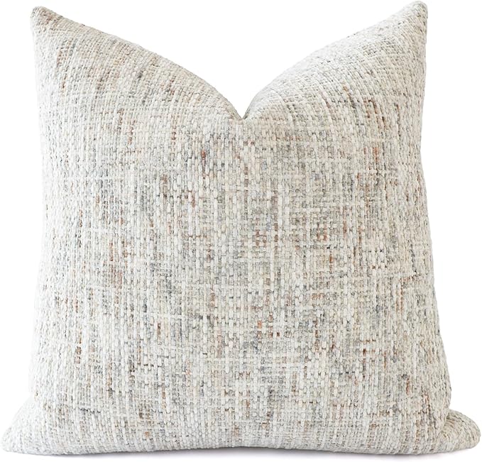 Textured Chenille Throw Pillow Cover 26x26 Inch Soft Neutral Woven Euro Shams Boho Farmhouse Square Accent Decorative Cushion Case for Modern Home Decor Bed Sofa Couch Living Room