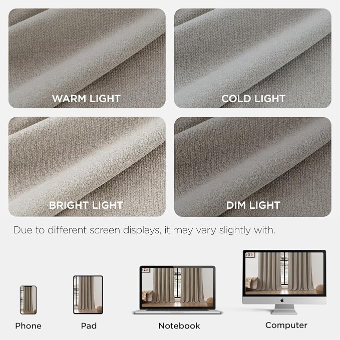 Joydeco Faux Linen Curtains 108 Inch Length 2 Panels Set, Light Filtering Curtains for Bedroom, Living Room Drapes with Rod Pockets (52x108 inch, Thick Linen)