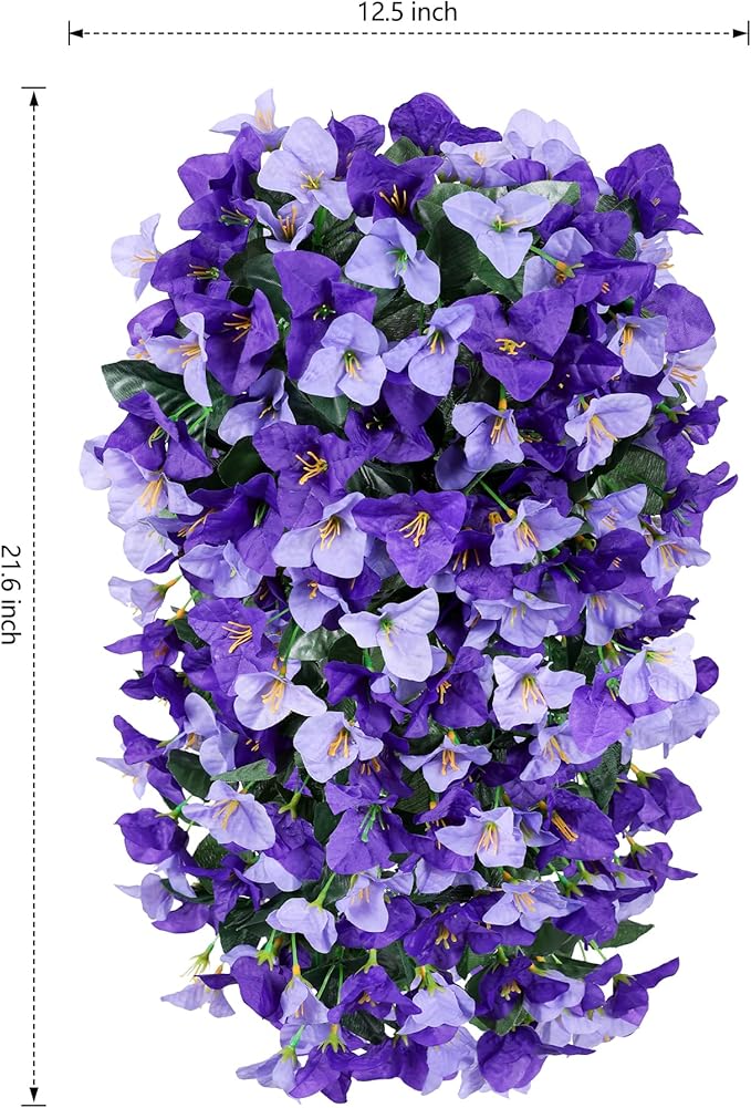 HyeFlora Bougainvillea Artificial Hanging Flowers Plants for Outdoors Decorations, 2pcs Fake Flowers Silk Bougainvillea Vines Realistic UV Resistant Faux Flowers for Planters Porch Patio Urn Yard, Mix
