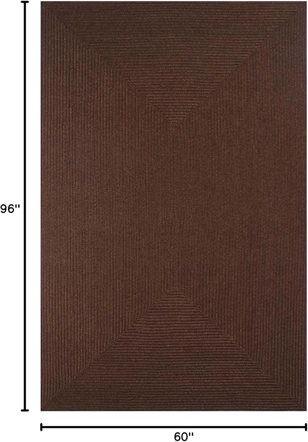 Superior Indoor/ Outdoor Area Rug, Reversible Braided Home Floor Decor for Living Room, Kitchen, Entryway, Patio, Front Porch, Deck, Modern, Boho, Farmhouse Style, 5' x 8', Cocoa