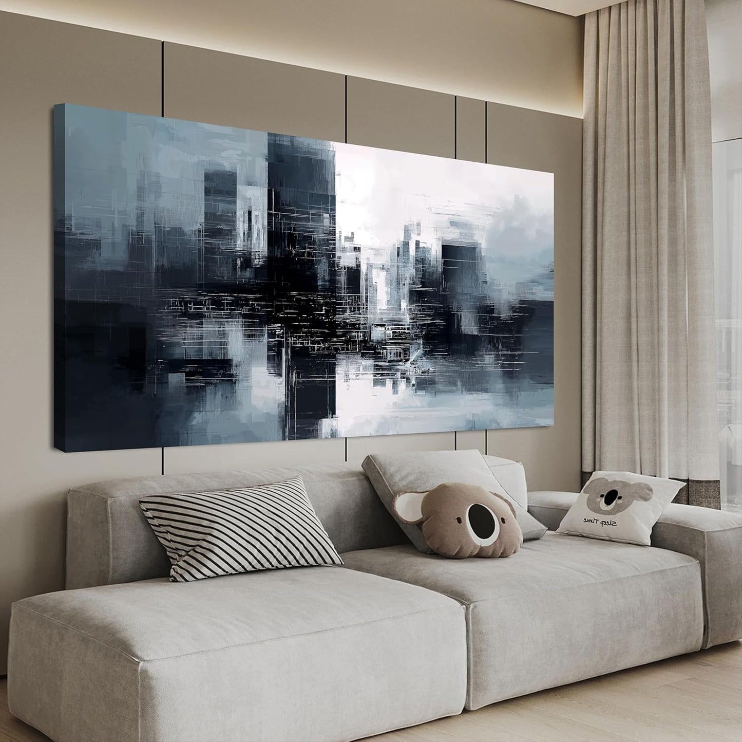 Abstract Canvas Wall Art Decorations Black and White Canvas Wall Art Decor Modern Abstract Wall Art Prints Decorations Wall For Living Room Decor Pictures For Bedroom Office 20" X 40" Ready to Hang