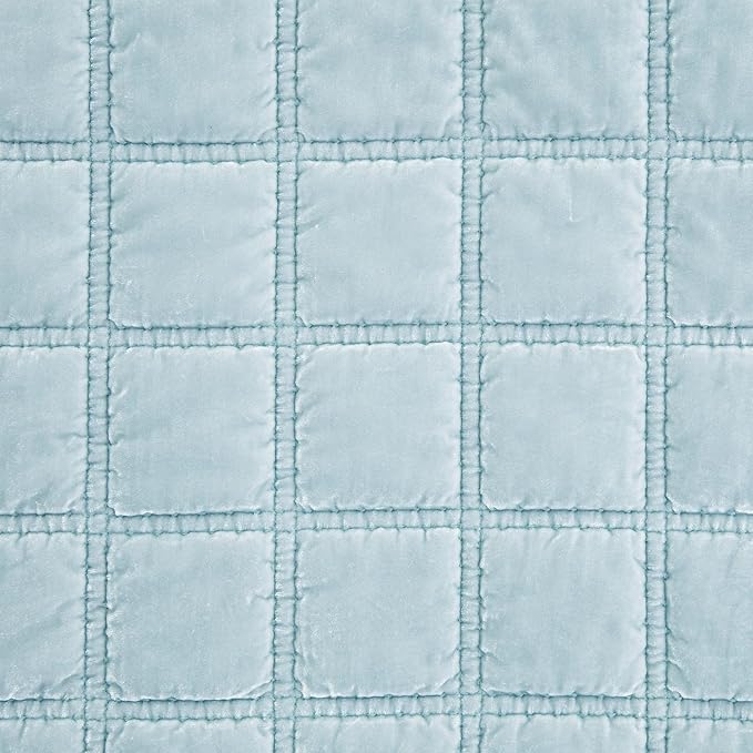 HiEnd Accents Stella Faux Silk Velvet Throw Blanket Light Blue, 50x60 inch, Double Stitch Plush Soft Cozy Blankets, Luxury Decorative Throws for Couch, Bed, Sofa, Chair