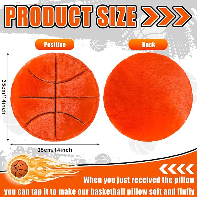 Gerrii 4 Pcs Sports Throw Pillows Basketball Softball Football Soccer Volleyball Tennis Pillow Fluffy Stuffed Plush Cushion Gift for Senior Night Home Bedroom Decor Birthday Present(Basketball)
