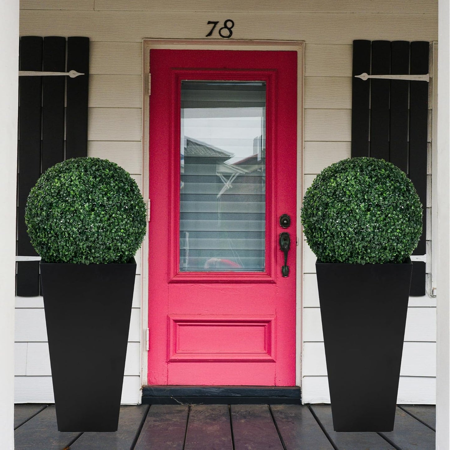 Kozyard 15.4" x 15.4" x 30" Tall Taper Black Metal Planter Flower Plant Pot Indoor Outdoor Planters Steel Flower Pot All-Weather Use with 2 Partition Panels for for Trees, Plants Flowers