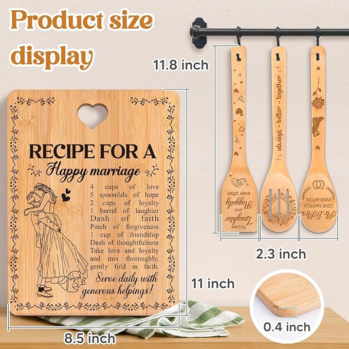 Bridal Shower Bachelorette Gifts for Bride Groom, Wedding Gifts for Couples 2026 - Happy Marriage Cutting Board Set for Newlyeds Newly Engaged Couples Bride to Be Wedding Shower