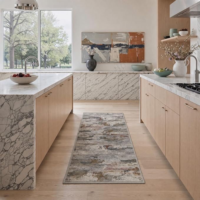 BEIMO Area Rugs 8x10 for Living Room Bedroom, Modern Abstract Machine Washable Rug, Large Soft Low Pile Floor Cover with Non Slip Backing for Dining Room, Dusty Taupe