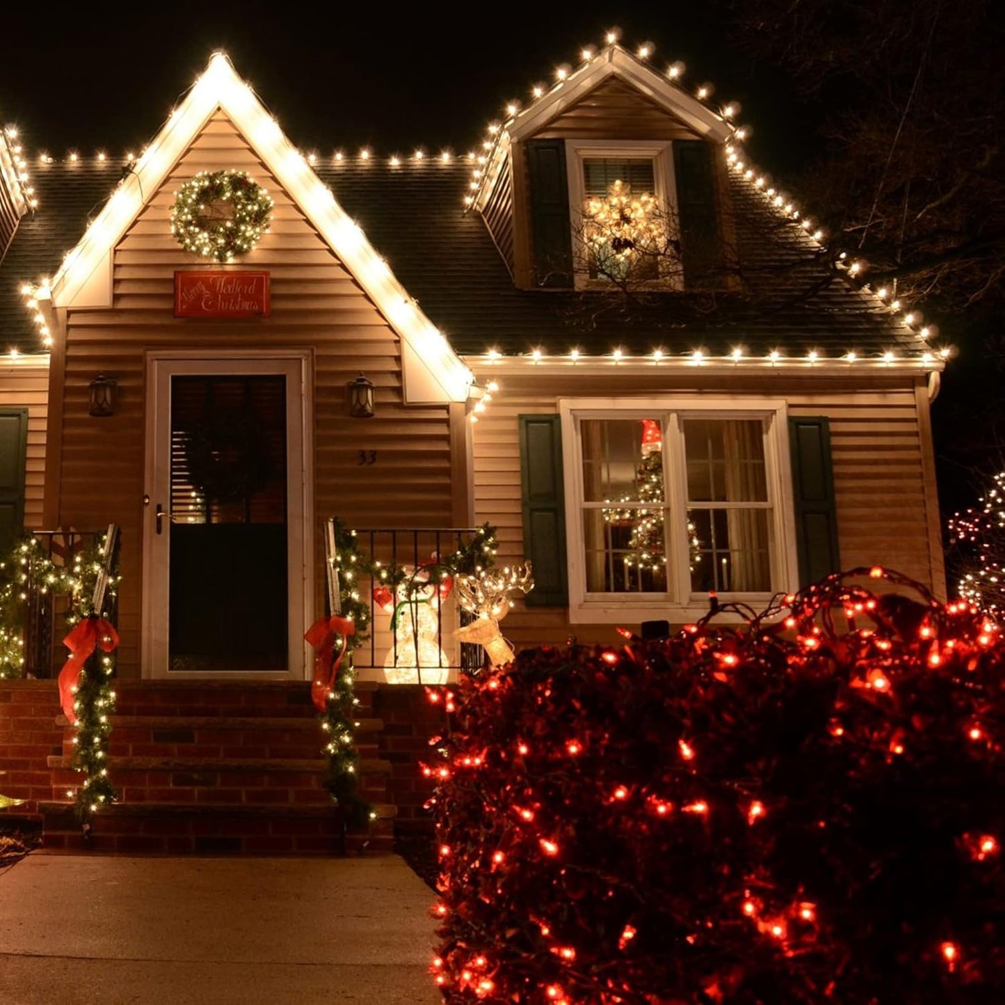 TW SHINE Red Christmas Lights, 20FT 100 Count Incandescent Christmas Mini Tree String Lights, Waterproof Christmas Decorations for Outdoor Indoor Xmas Patio Home Party Garden Yard Decor