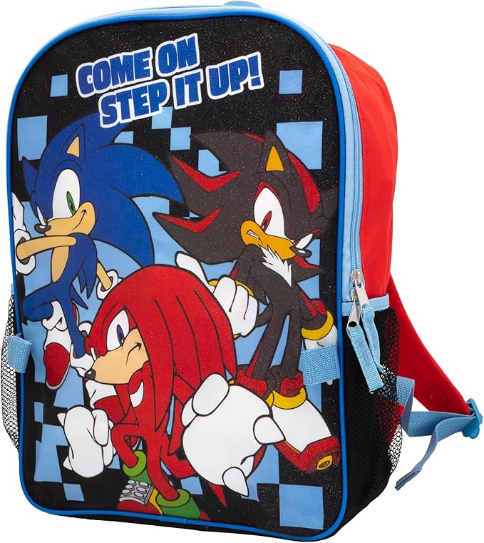 AI ACCESSORY INNOVATIONS Sonic The Hedgehog 2 Piece Backpack Set, Boys & Girls 16" School Bag, Red