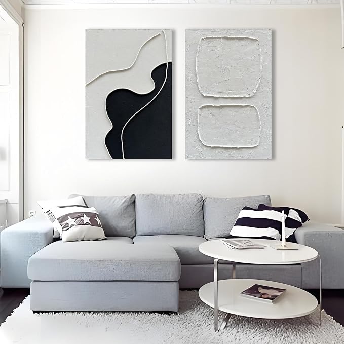 Hand Painted Modern White Minimalist Art Oil Painting Contemporary Abstract Art Painting 36x24 inch Wall Art Deco Painting