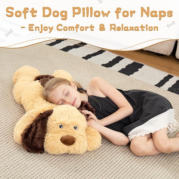 MorisMos Giant Dog Stuffed Animals, 31inch Large Dog Plush, Fluffy Soft Big Puppy Pillow Birthday Gift for Kids, Girls, Boys, Brown