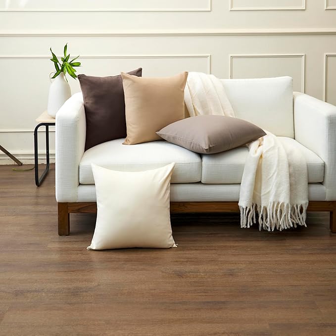 Encasa XO Throw Pillow Covers 18x18 in Set of 2 Dark Taupe | No Inserts | Cotton Pillow Covers for Living Room, Bed, Sofa, Couch | Decorative Cushion Covers with Improved Zipper