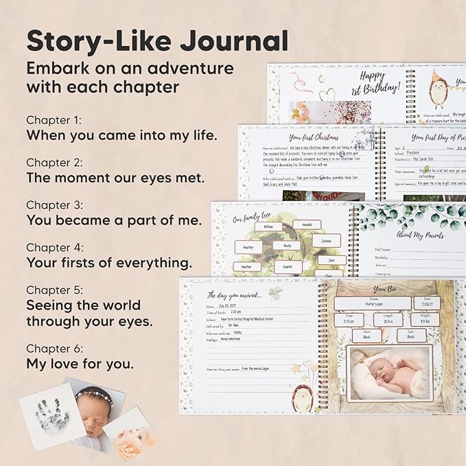 Keababies Sonogram Picture Frame and First 5 Years Baby Memory Book Journal - Trio Ultrasound Picture Frames For Mom To Be Gift - 90 Pages Hardcover First Year Keepsake Milestone Baby Book