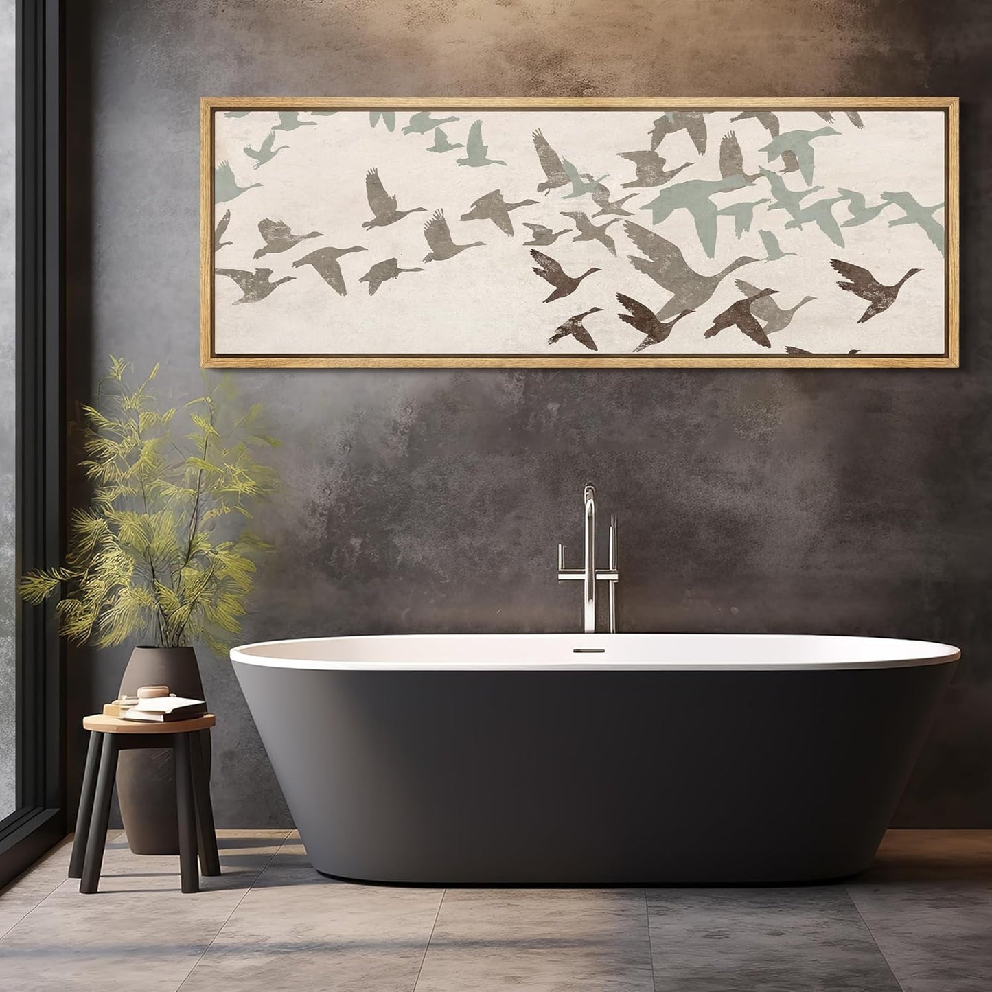 MUDECOR Large Framed Canvas Print Wall Art Wild Freedom Assorted Birds in Flight Antique Retro Fine Art Illustrations Decorative Colorful for Bedroom - 60"x20"