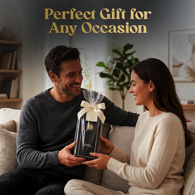 Black Reed Diffusers for Home | Premium Long-Lasting Fragrance Diffuser | Reed Diffuser Sticks in Oil Set | Smells Good in Bathroom & Office | Black, Spice Fragrance Oils Scent (5 oz)