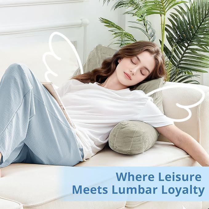 Sasttie Reading Pillow for Sitting in Bed Adult, Back Pillow for Bed Sitting Up, Backrest Back Support Chair Pillow, College Dorm Essentials for Girls and Boys, Linen Standard